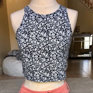 Black & White Floral Crop Top